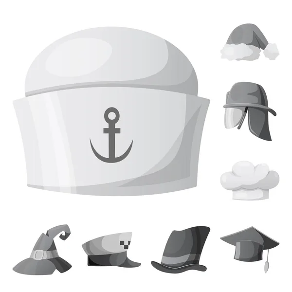 帽子とキャップ サインの孤立したオブジェクト 帽子とアクセサリー Web 株式記号のセット — ストックベクタ