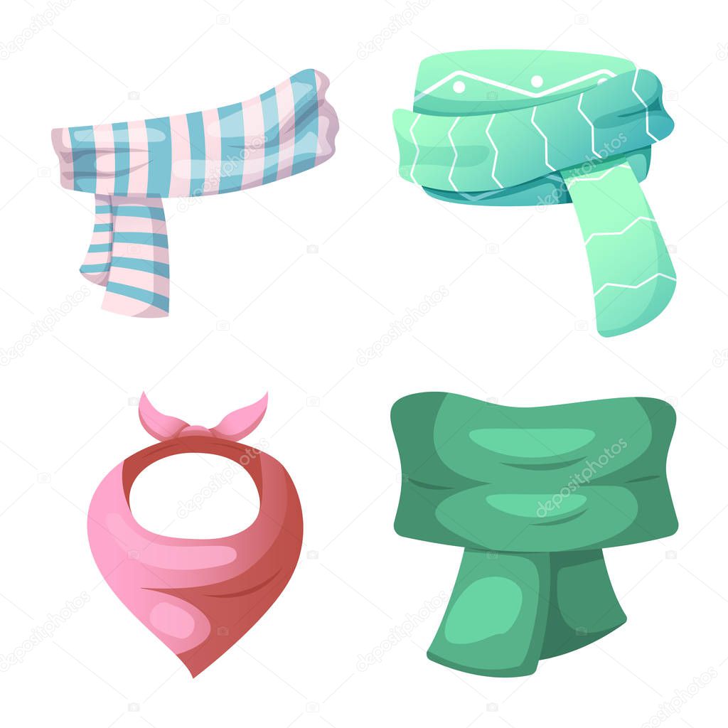 Vector illustration of scarf and shawl logo. Collection of scarf and accessory vector icon for stock.