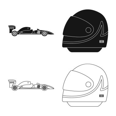 Araba ve ralli logo vektör Illustration. Araba ve yarış hisse senedi vektör çizim seti.