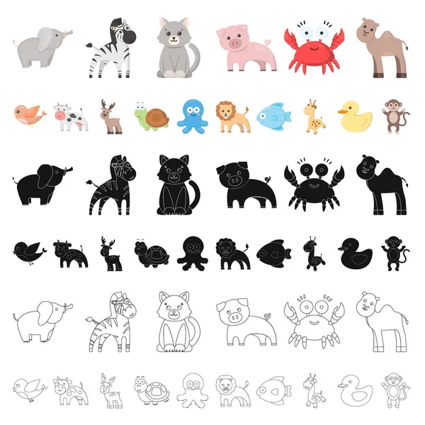 Nerealistické kreslených zvířat ikony v kolekce sady pro design. Hračka zvířata vektorové ilustrace symbolů akcií web. — Stockový vektor