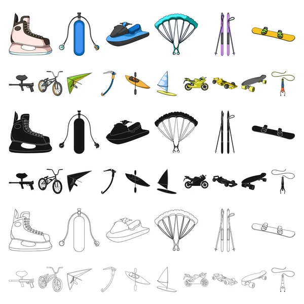 Extremsport Cartoon Symbole in Set Sammlung für Design. Verschiedene Arten von Sport Vektor Symbol Stock Web Illustration. — Stockvektor