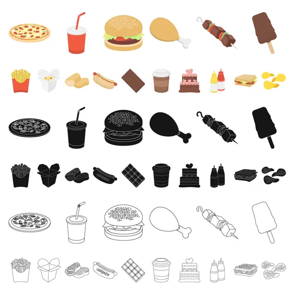 Fast-Food-Cartoon-Symbole in der Set-Kollektion für design.food aus Halbfertigprodukten Vektor-Symbol Stock Web-Illustration. — Stockvektor