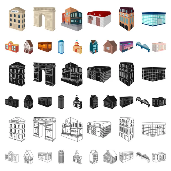 Ícones de desenho animado de construção e arquitetura em coleção de conjuntos para design. A construção e habitação vetor isométrico símbolo estoque web ilustração . — Vetor de Stock