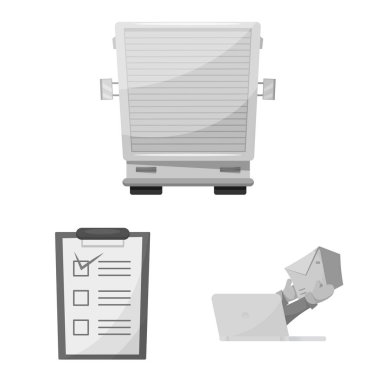 Eşya ve kargo simge vektör tasarımı. Ürünler ve hisse senedi için ambar vektör simge koleksiyonu.