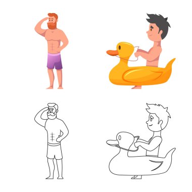 Havuzu ve yüzme logo vektör tasarımı. Havuzu ve etkinlik hisse senedi vektör çizim seti.