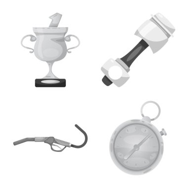 Bir araba ve ralli işaret illüstrasyon vektör. Hisse senedi için araba ve yarış vektör simge kümesi.