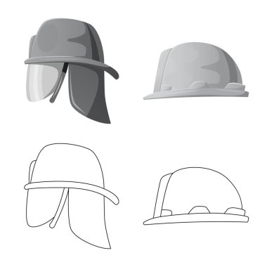 İllüstrasyon işareti şapkalar ve kap vektör. Şapkalar ve web için aksesuar hisse senedi simgesi.
