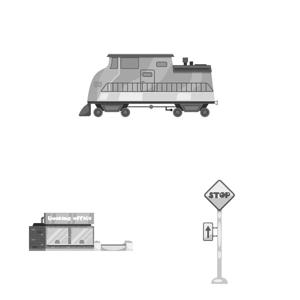 Векторный дизайн эмблемы поезда и станции. Коллекция железнодорожных и билетных знаков для интернета . — стоковый вектор