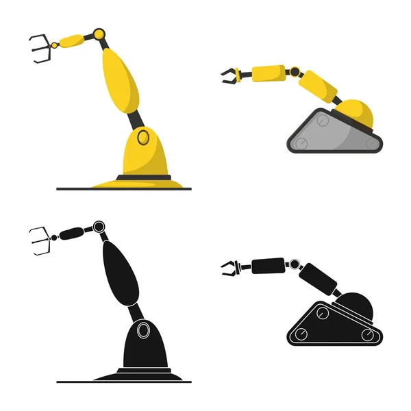 Εικονογράφηση διάνυσμα ρομπότ και εργοστάσιο σημάδι. Σύνολο των ρομπότ και χώρο σύμβολο μετοχής για το web. — Διανυσματικό Αρχείο