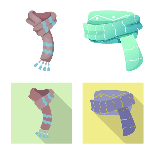 Изолированный объект шарф и платок логотип. Набор векторных иллюстраций шарфов и аксессуаров . — стоковый вектор