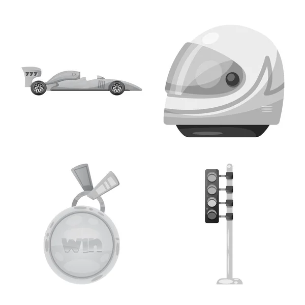 Vectorillustratie van auto en rally symbool. Set van auto en race voorraad vectorillustratie. — Stockvector