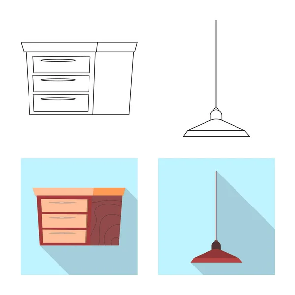 Vektorillustration von Möbeln und Wohnungssymbolen. Sammlung von Möbeln und Home Vektor Icon für Lager. — Stockvektor