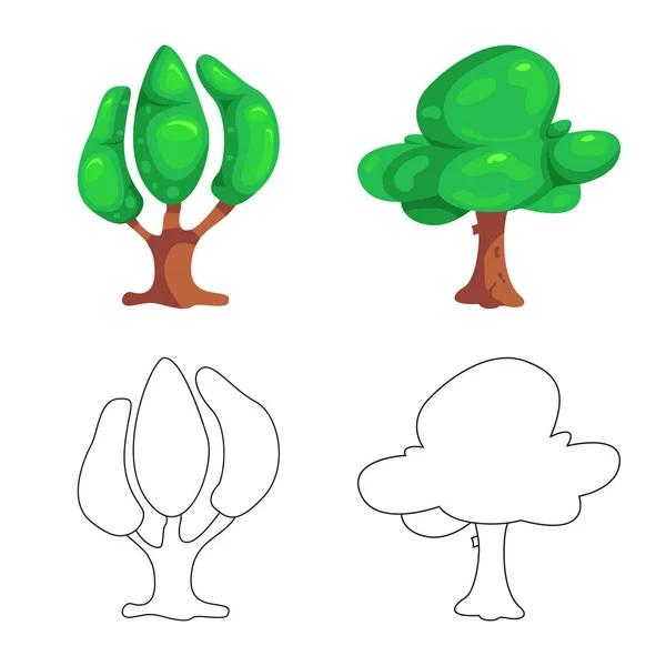 Isolerade objekt av träd och naturen symbol. Uppsättning av träd och krona vektor ikonen för lager. — Stock vektor