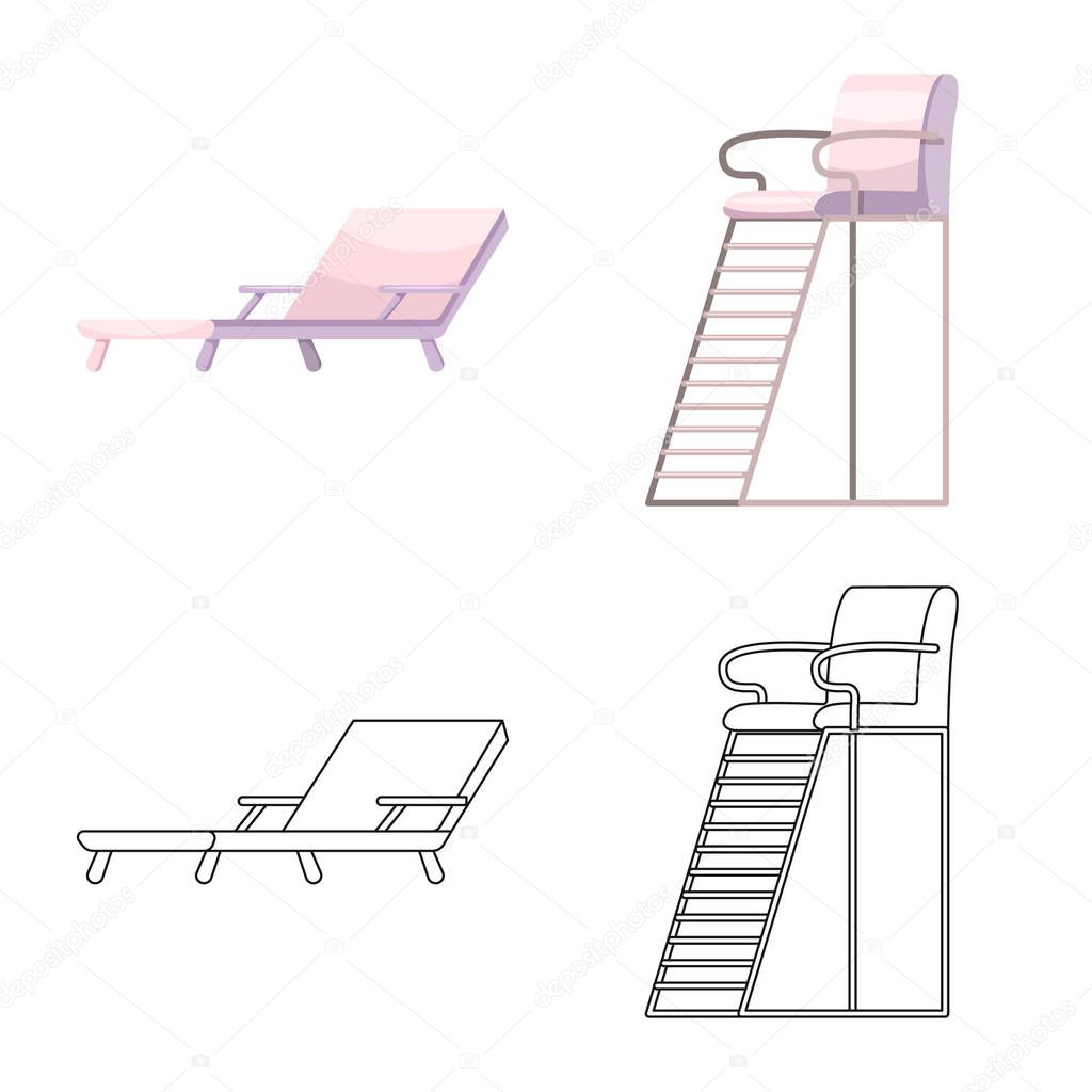 Vector design of pool and swimming icon. Set of pool and activity stock vector illustration.