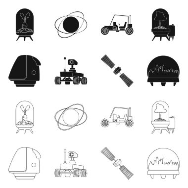 Mars ve uzay sembolü yalıtılmış nesne. Mars ve hisse senedi için gezegen vektör simge kümesi.