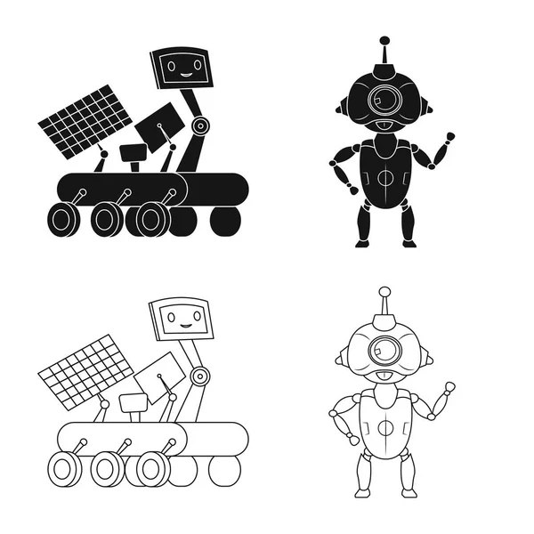 Isolated object of robot and factory symbol. Set of robot and space vector icon for stock. — Stock Vector