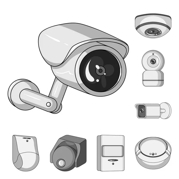 Geïsoleerde object van cctv en camera symbool. Aantal cctv en systeem voorraad vectorillustratie. — Stockvector