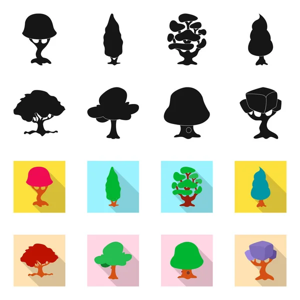 Vektorová design strom a povaze symbolu. Sada strom a korunu burzovní symbol pro web. — Stockový vektor