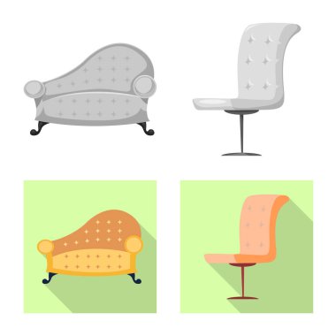 Mobilya ve daire logo vektör Illustration. Mobilya ve hisse senedi için ev vektör simge kümesi.