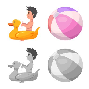 Havuzu ve yüzme simge vektör tasarımı. Hisse senedi için havuz ve etkinlik vektör simge kümesi.