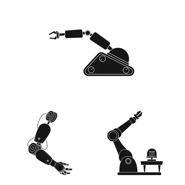 机器人和工厂符号的矢量设计。网络中机器人与空间股票符号的采集. — 图库矢量图片
