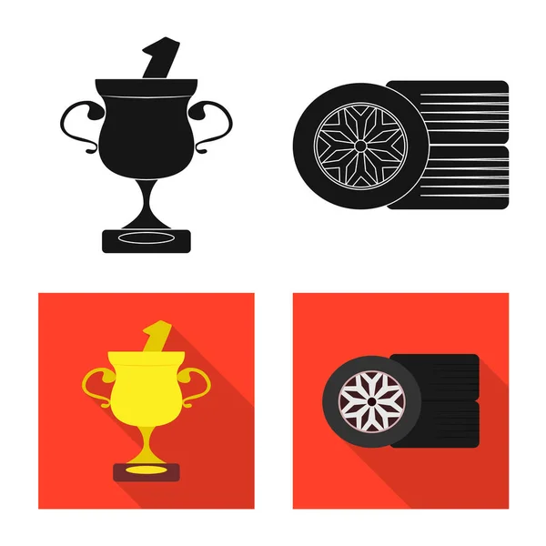 Oggetto isolato di auto e logo del rally. Raccolta di auto e corsa stock simbolo per il web . — Vettoriale Stock