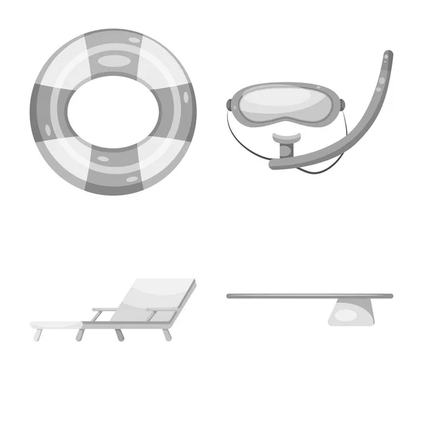 Objet isolé de piscine et logo de natation. Collection de la piscine et de l'activité stock symbole pour le web . — Image vectorielle