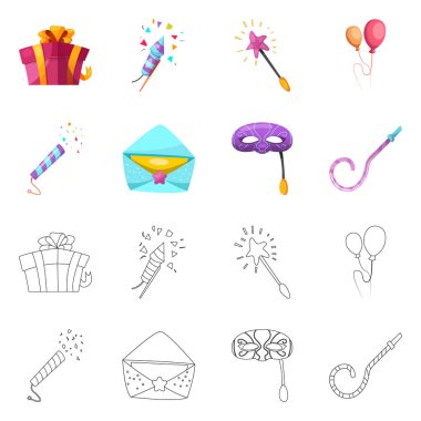Parti ve Doğum işareti yalıtılmış nesne. Parti ve kutlama hisse senedi vektör çizim topluluğu.
