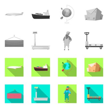 Eşya ve kargo logo vektör tasarımı. Ürünler ve ambar stok vektör çizim koleksiyonu.