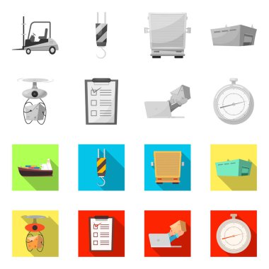 Eşya ve kargo logo vektör tasarımı. Ürünler ve web için ambar hisse senedi simgesi.