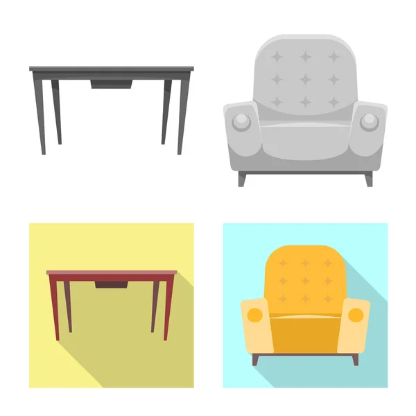 Векторный дизайн мебели и иконки квартиры. Комплект мебели и векторная иллюстрация домашнего фонда . — стоковый вектор