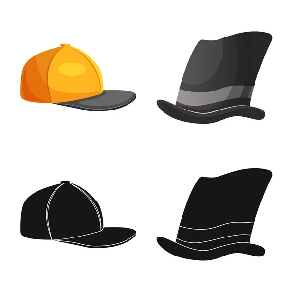 Isolated object of headgear and cap icon. Collection of headgear and accessory stock symbol for web. — Stock Vector