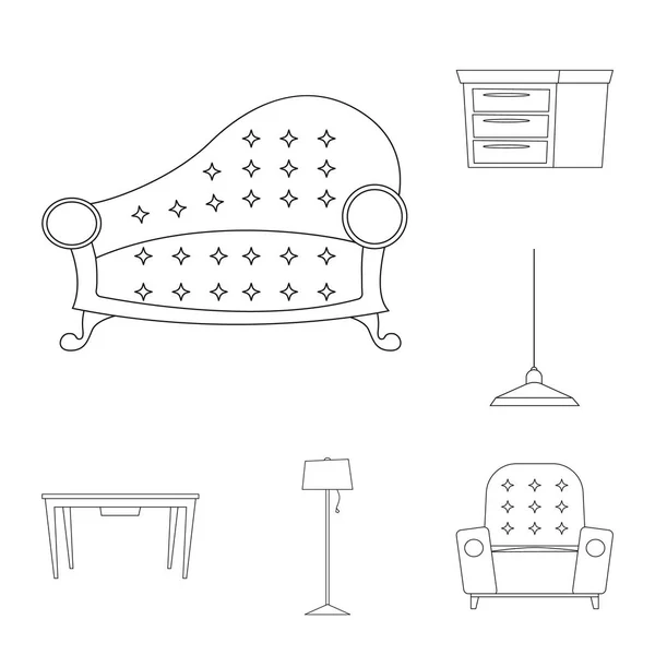 Vektorillustration von Möbeln und Wohnungssymbolen. Set von Möbeln und Home Vektor Icon für Lager. — Stockvektor