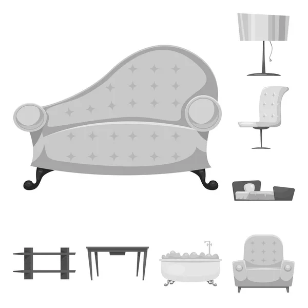 Diseño vectorial de muebles y símbolo del apartamento. Colección de muebles y el hogar vector de la ilustración . — Vector de stock