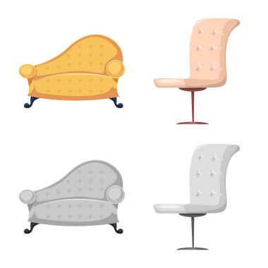 Mobilya ve daire logo vektör tasarımı. Mobilya ve ev hisse senedi simgesi web için set.