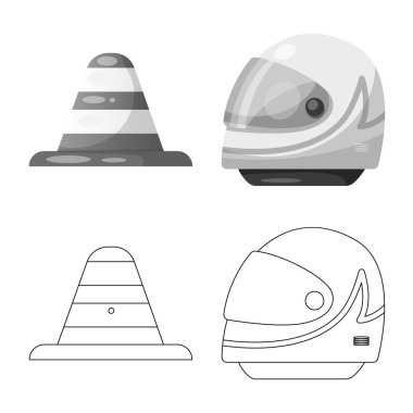 Bir araba ve ralli işaret illüstrasyon vektör. Araba ve yarış vektör simgesini hissenin topluluğu.