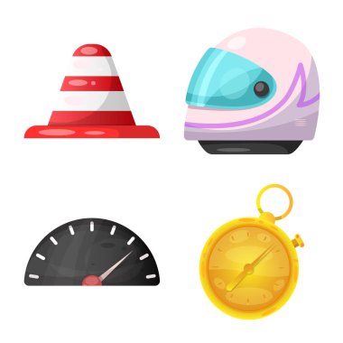 Bir araba ve ralli işaret illüstrasyon vektör. Araba ve yarış vektör simgesini hissenin topluluğu.