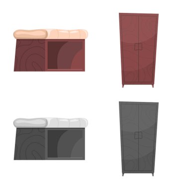 Mobilya ve daire işareti vektör Illustration. Mobilya ve ev hisse senedi vektör çizim.