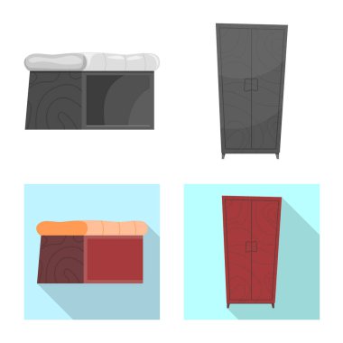 Mobilya ve daire işareti vektör Illustration. Mobilya ve ev hisse senedi simgesi için web topluluğu.