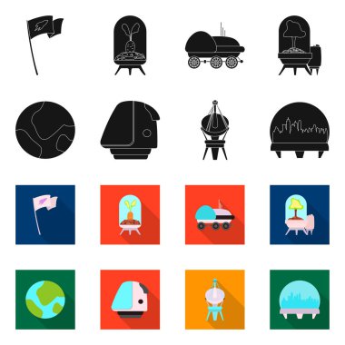 Mars ve uzay simge vektör Illustration. Mars ve gezegen vektör simgesini hissenin koleksiyonu.