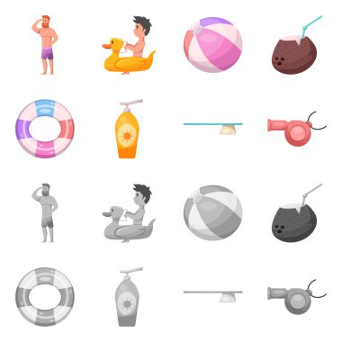 Havuzu ve yüzme logo vektör tasarımı. Hisse senedi için havuz ve etkinlik vektör simge kümesi.