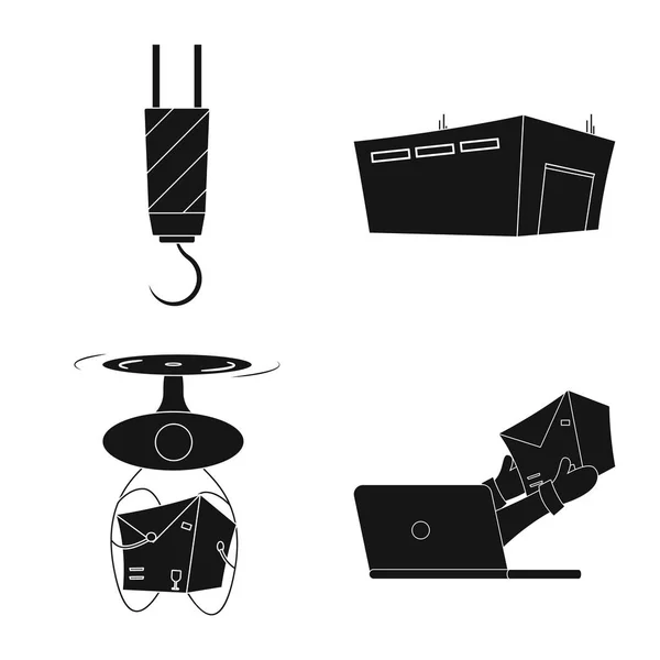 Ilustração vetorial de mercadorias e símbolo de carga. Conjunto de mercadorias e estoque de armazém ilustração vetorial . —  Vetores de Stock