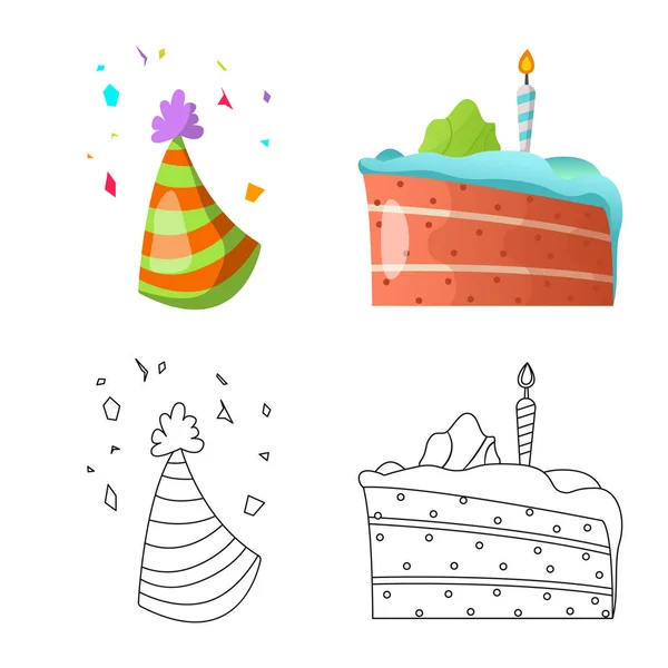 Objeto aislado de fiesta y logo de cumpleaños. Colección de fiesta y celebración vector de stock ilustración . — Vector de stock