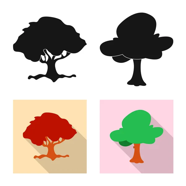 Isolated object of tree and nature symbol. Collection of tree and crown vector icon for stock. — Stock Vector