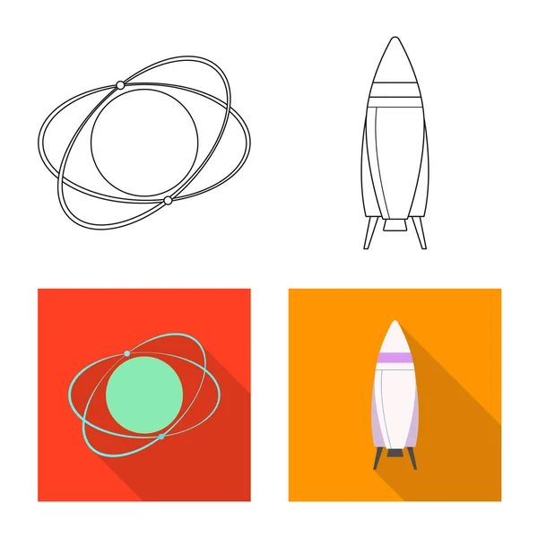 Ilustração vetorial de marés e logotipo do espaço. Coleção de Marte e planeta ícone vetorial para estoque . — Vetor de Stock