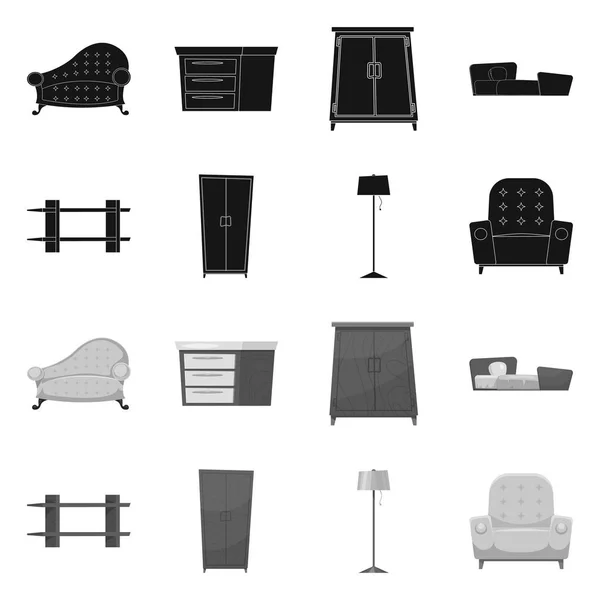Objeto aislado de muebles y logotipo del apartamento. Conjunto de muebles y el hogar símbolo de stock para la web . — Vector de stock