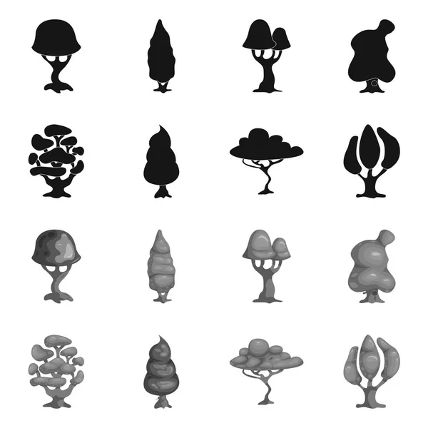 Objeto aislado del logotipo del árbol y la naturaleza. Conjunto de árbol y corona icono vectorial para stock . — Archivo Imágenes Vectoriales