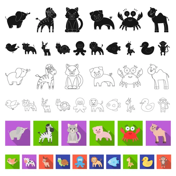 Nerealistické byt zvířat ikony v kolekce sady pro design. Hračka zvířata vektorové ilustrace symbolů akcií web. — Stockový vektor