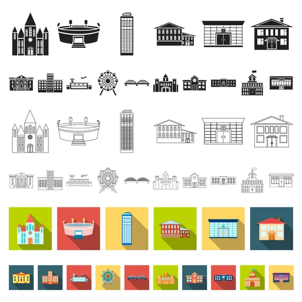 Iconos planos de reparación de edificios en colección de conjuntos para diseño.Material de construcción y herramientas vector símbolo stock web ilustración . — Vector de stock