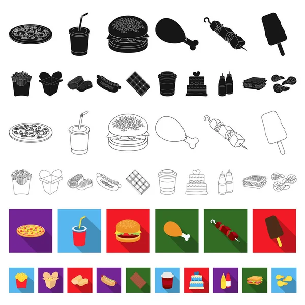 Comida rápida iconos planos en la colección de conjuntos para design.Food de productos semielaborados vector símbolo stock web ilustración . — Archivo Imágenes Vectoriales